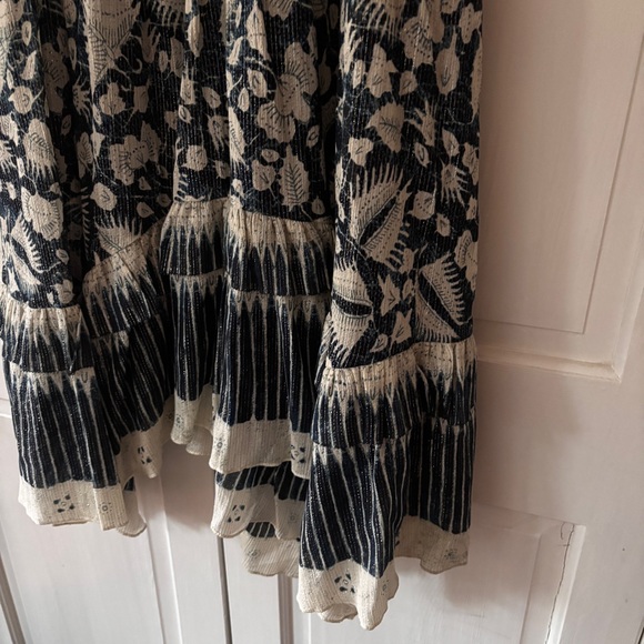 Ulla Johnson‎ Amalia Dress Indigo Batik Print High Low Midi Dress Ruffle Size 10 - Picture 5 of 16